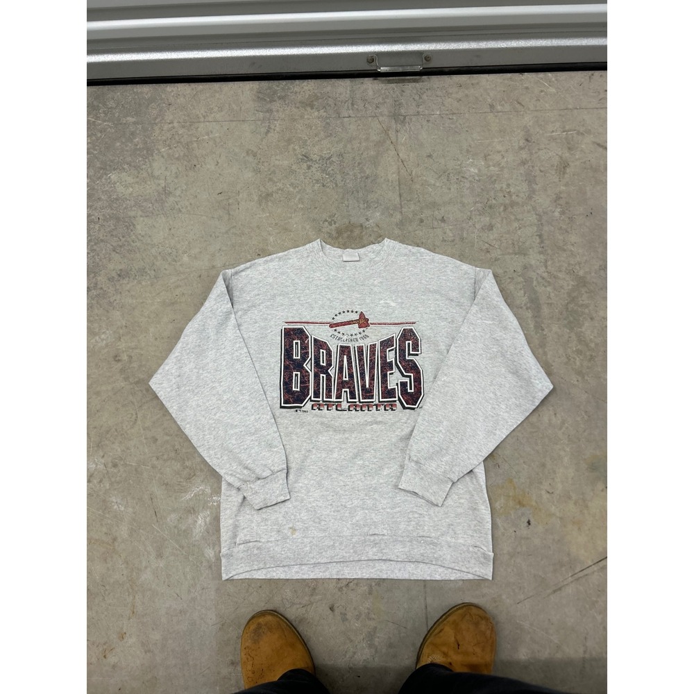 Vintage 1993 Atlanta Braves Sweatshirt Mens XL Gray MLB Baseball Pullover 90s